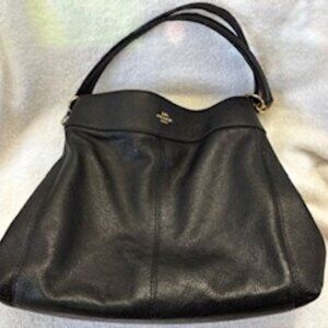 Coach Lexy large black pebble leather shoulder bag/handbag